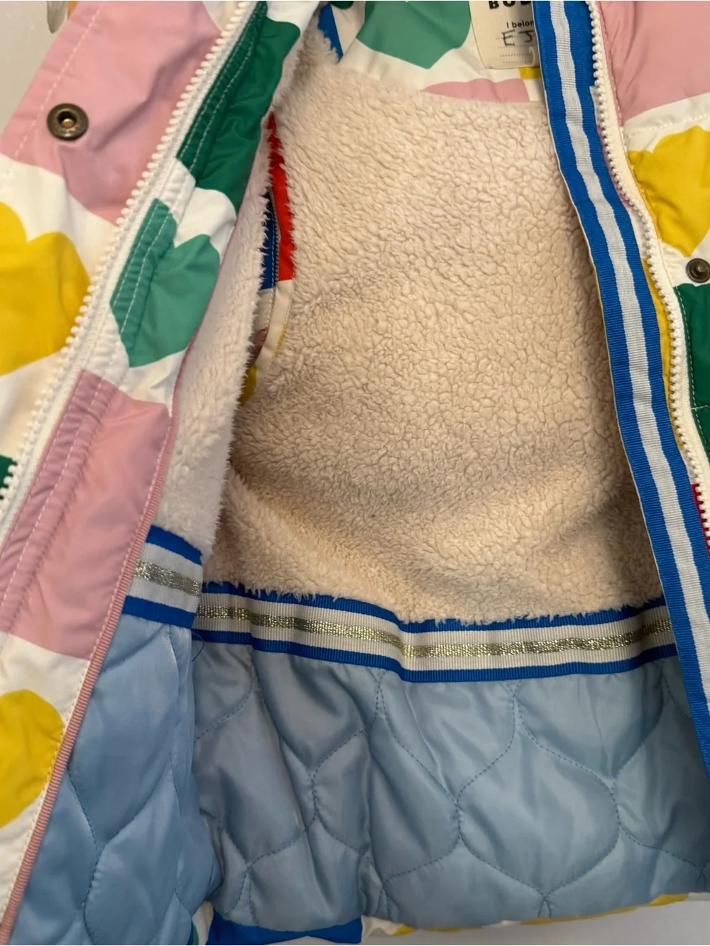 Cute Boden Girls Multicolor Heart Patchwork Hooded Puffer Vest little girl